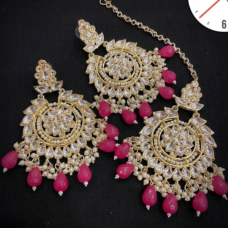 New Bridal Maang Tikka Earrings Set Pearl Jhumka CZ Gold Tone Indian  Jewelry | eBay